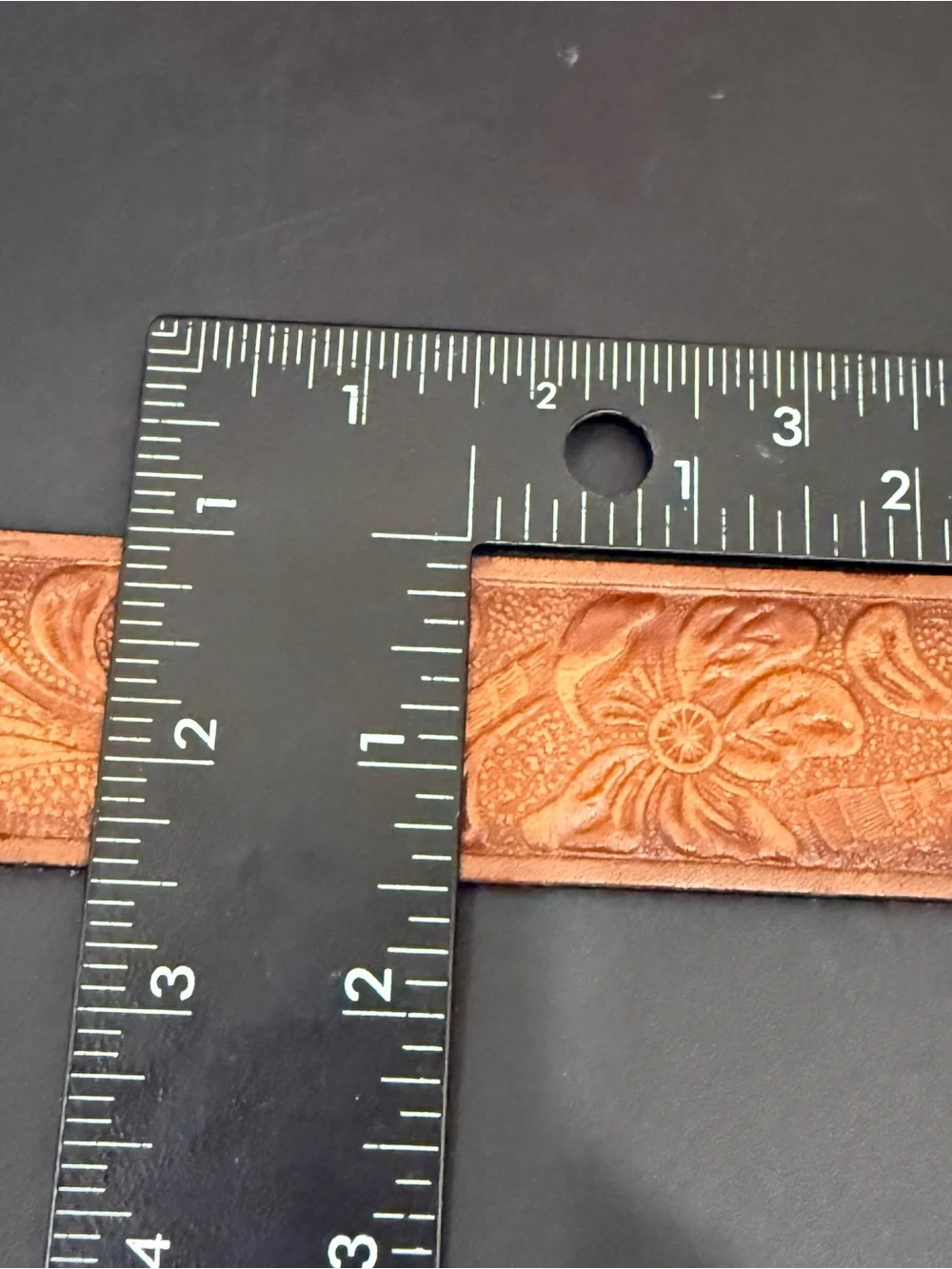 STEERHIDE Grain Bridle Brown Tooled Leather Silver Faux Turquoise Buckle Belt 36